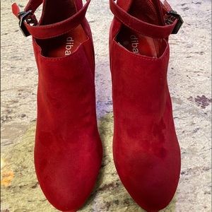 Red Suede Ankle Boots by “Diba” size 9 1/2.